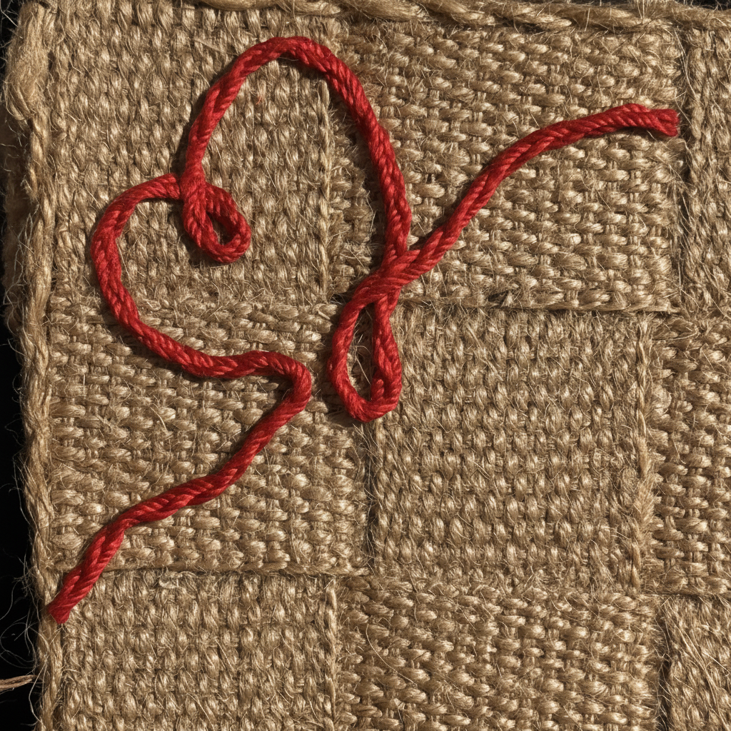 Embraceriet signaturlinje i Eplerød på håndflettet jute